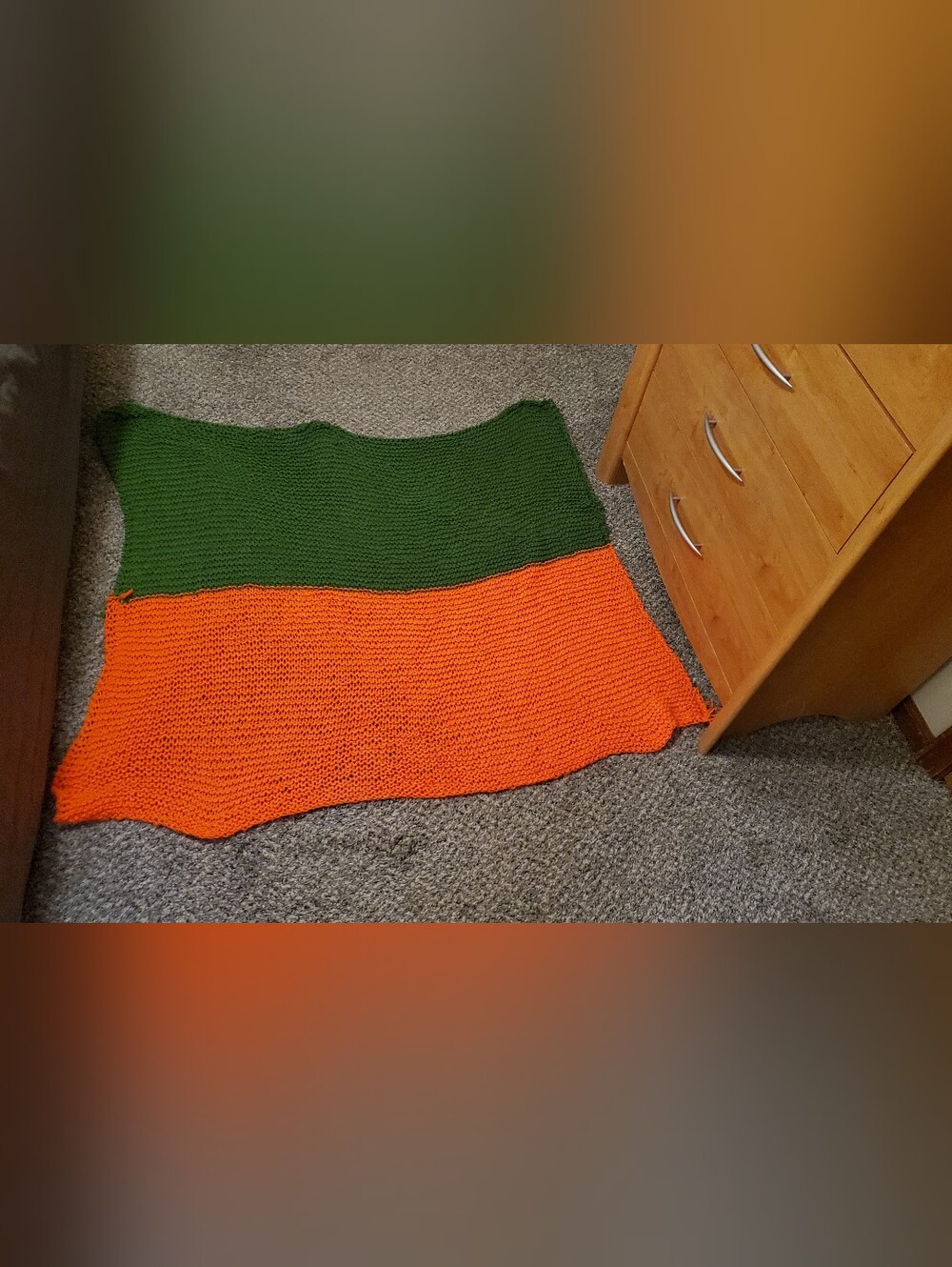 The Happy Pumpkin Green and Orange Knit Throw Blanket